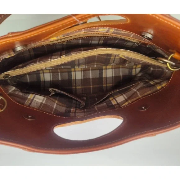 Charlie Leather Clarissa Cognac/Tan/Brown Medium Shoulder Bag/Handle Bag -NWT - Picture 7 of 12